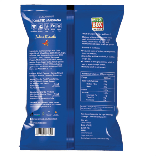 Roasted Makhana Indian Masala Flavour - 5 Suta Makhana, Dried Organic Lotus Seeds, Spicy Indian Masala Flavor, High In Protein & Fiber