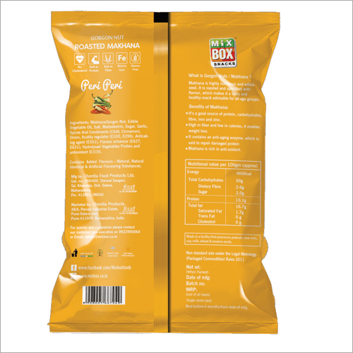 Roasted Makhana Peri Peri Flavour - Organic Lotus Seeds, 5 Suta Size, Dried Variety | Not Broken, Roasted Processing, 6 Months Shelf Life