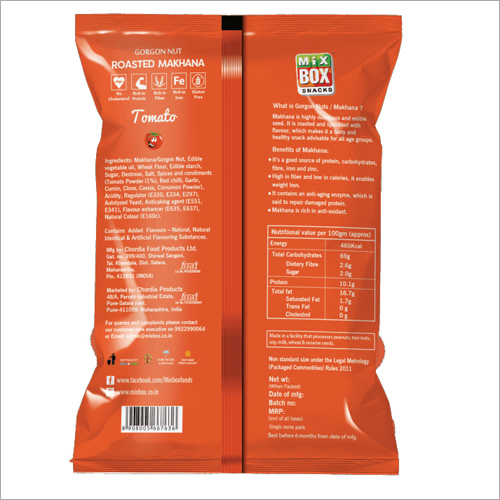 Roasted Makhana Tomato Flavour - Organic Lotus Seed, 5 Suta Size | Dried, Air-tight Packaged, High In Protein And Fiber