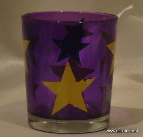 Modern Arts Printed Glass T Light Candle Votive