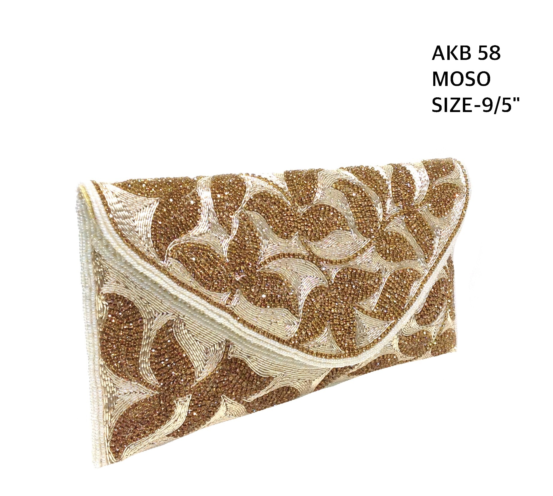 Ladies Hand Purse - Embroidered Fabric, 9/5" Dimensions, Gold Color - Durable Material, Elegant Look, Secure Closure, Stylish Design