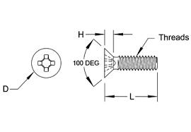 Coated 100a Csk Head Screw