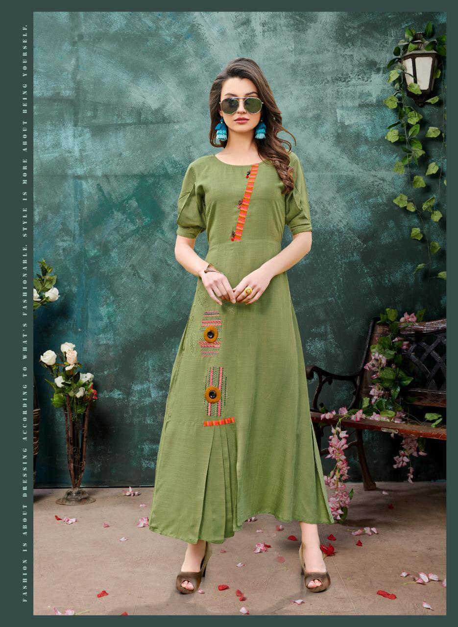 Embroiderd Shivasuki Looks Long Designer Rayon Kurtis