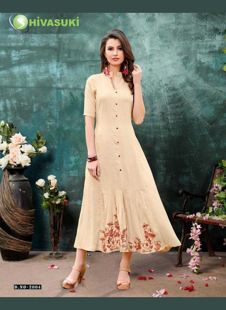 Embroiderd Shivasuki Looks Long Designer Rayon Kurtis