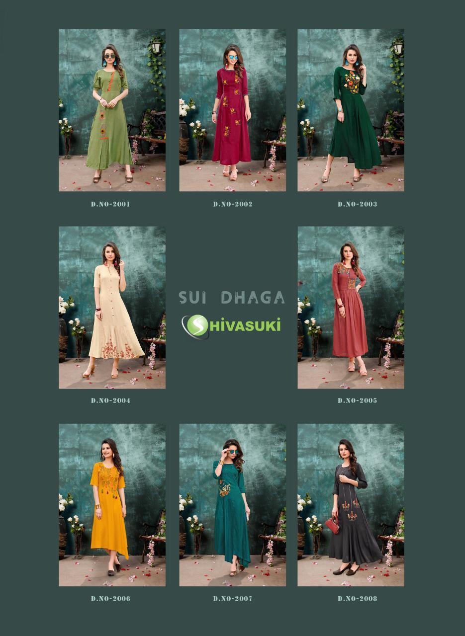 Embroiderd Shivasuki Looks Long Designer Rayon Kurtis