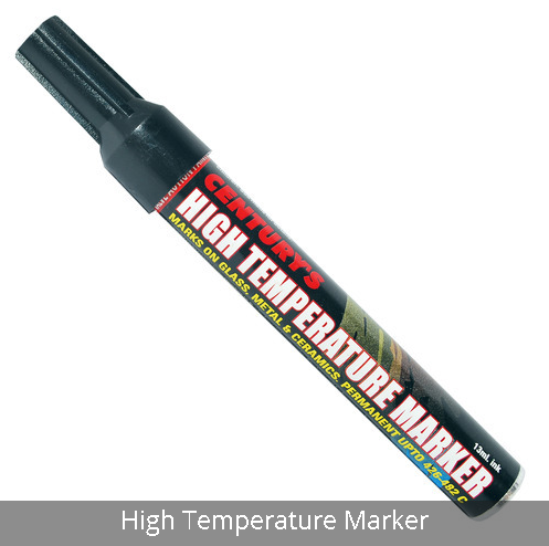 High Temperature Marker - Aluminum Body, Felt-Tip Design | Industrial Grade Ink for Metal, Glass, Rubber, Wood, Concrete & More