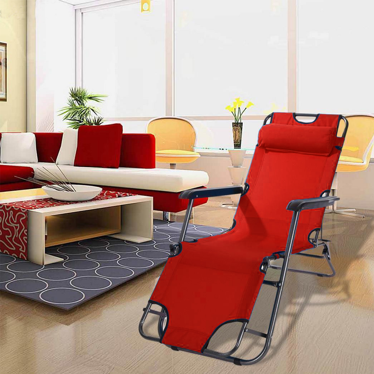 Red Comfortable Easy Folding Reclining Chair