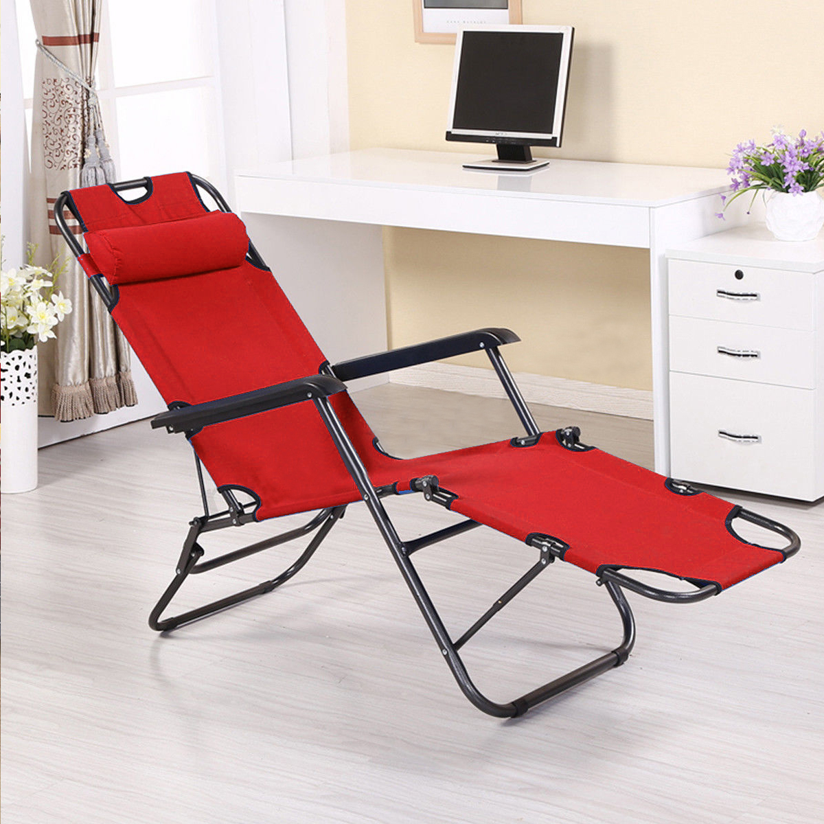Red Comfortable Easy Folding Reclining Chair