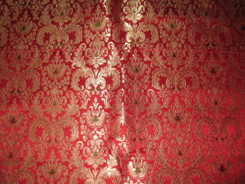 Golden Tibetan Brocades - Silk Gold Thread, Variable Size, Red | Floral Pattern, Luxurious Fabric, Royal Appearance