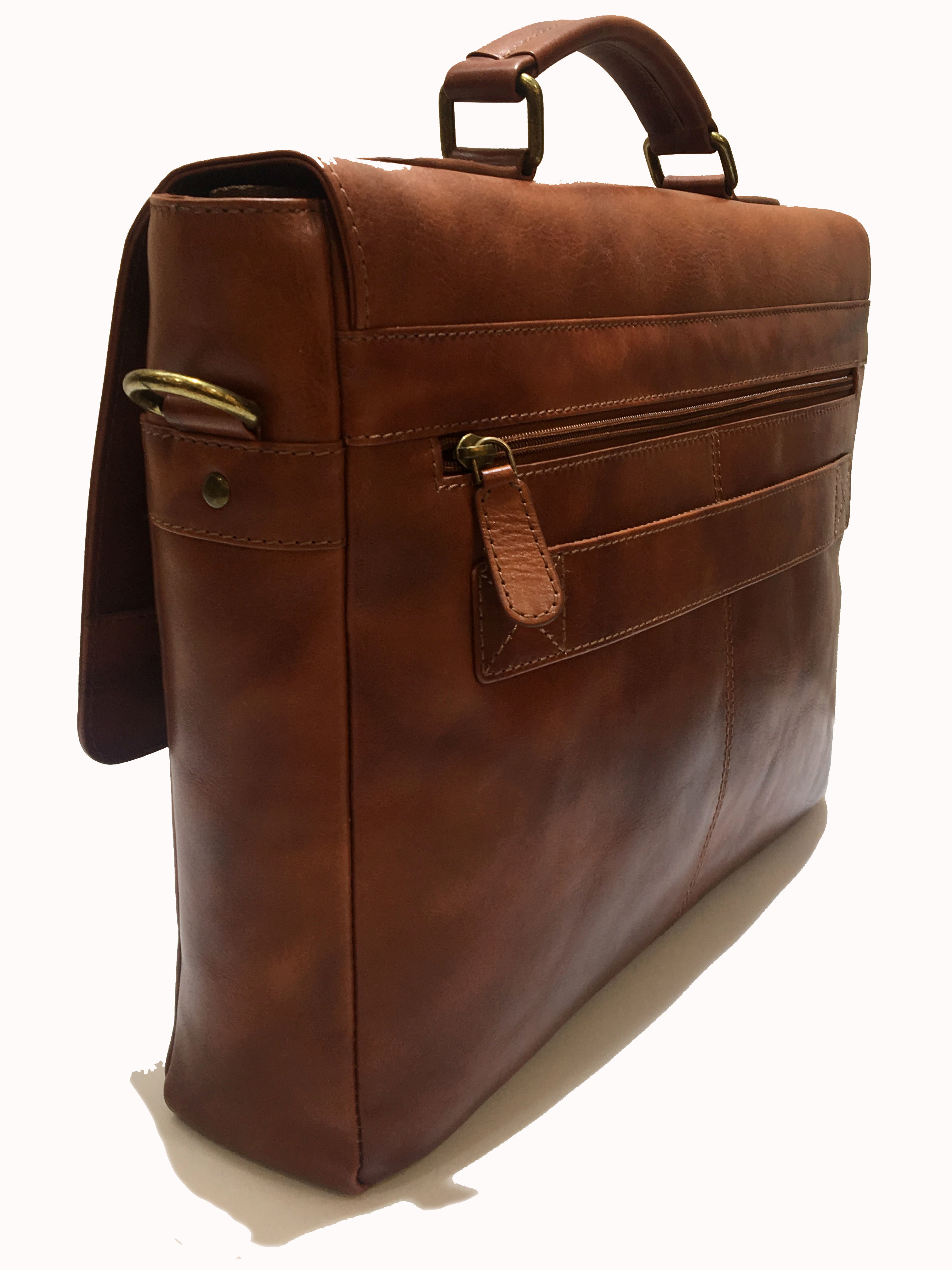Leather Briefcase - Vegetable Tanned Leather, 15x12x5 Inches, Brown | Durable, Classic Style, Spacious Interior, Comfortable Carry, Organized Compartments
