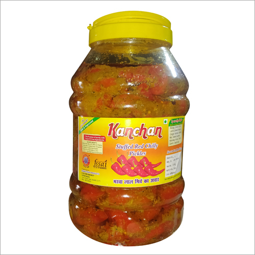 Stuffed Red Chilli Pickle - [Chillies, Spices] | [Spicy Flavorful Authentic High-quality Stuffed Preserved Pure In Durable Plastic Jar]