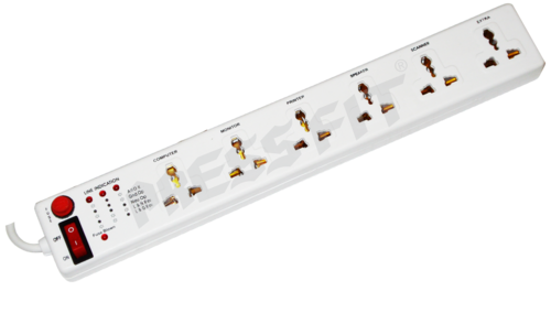 White Pressfit Uno Spike Guard ( 1 Switch + 6 Outlets)