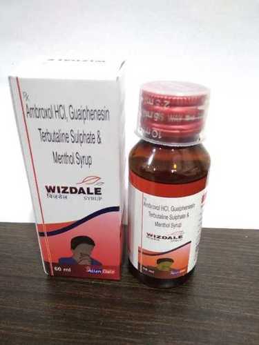 WIZDALE - Ambroxol HCl, Guaifenesin, Terbutaline Sulphate & Menthol Syrup 60mL | Liquid Medicine for Adults, Acaricide, Bacteria, Fungicide, Mites, Storage in Cool Environment