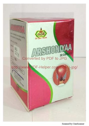 Arshoniyaa Capsule - 500mg | Herbal Ingredients for Bleeding, Non-Bleeding, Swelling in Rectal Veins, Fissures & Piles, Suitable for All Age Groups