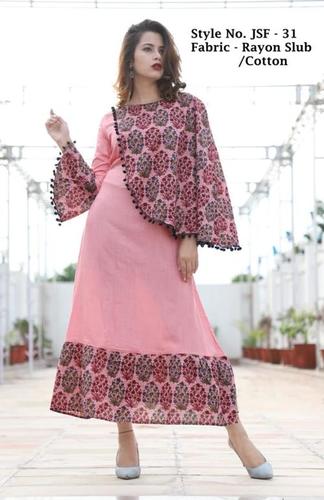 Rayon Slub Kurti - Trendy Multi-Color Satin Fabric for Girls | Long Sleeve, Casual & Party Wear, Size Label with Logo
