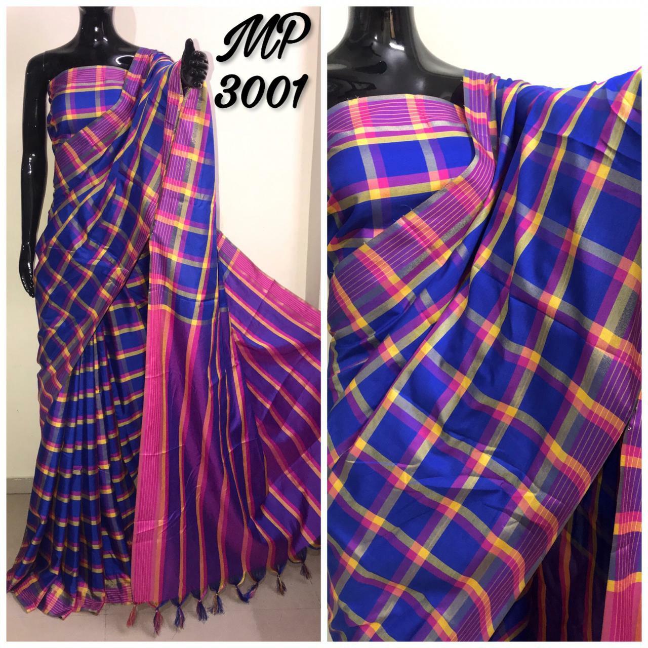 Multi Check Silk Saree