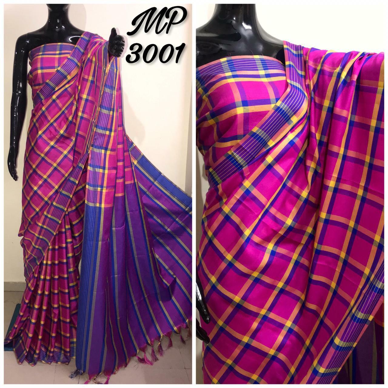Multi Check Silk Saree