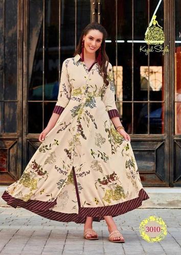 Fancy Branded Kurtis - Rayon Fabric, Size Label, Multi Color | Modern Long Sleeve, Printed Design, Warranty Included