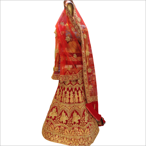 Red Fine Embroidered Bridal Lehenga