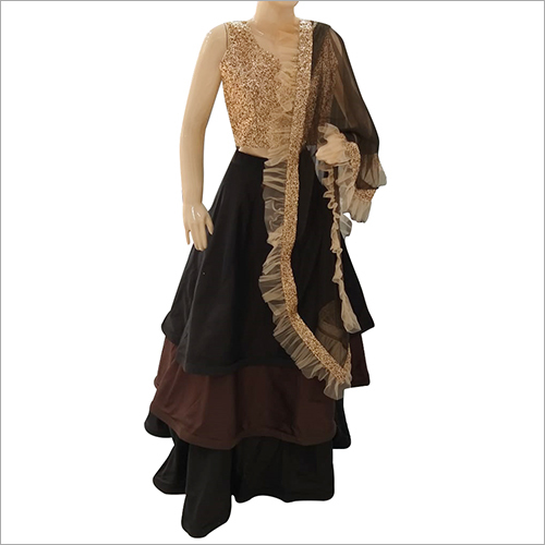 Ladies Party Wear Lehenga - Net Fabric, Free Size, Black Color | Embroidered Floor Length Design, Trendy Yet Traditional Style