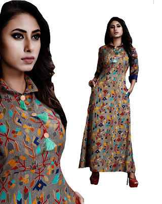 Available In 4 Colors Printed Long Kurti