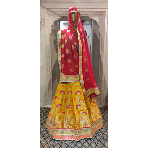 Red & Yellow Jaipuri Gota Patti Lehenga