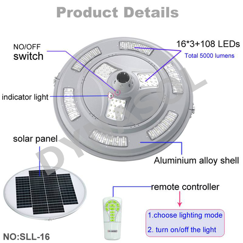 5000 Lumens Fully Automatic Remote Controlled All-in-one Led Solar Courtyard/landscape Light