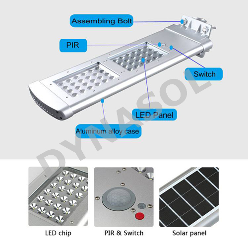 2000 Lumens Fully Automatic Remote Controlled All-in-one Led Solar Street Light