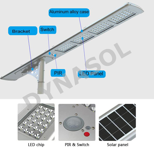 5000 Lumens Fully Automatic Remote Controlled All-in-one Led Solar Street Light