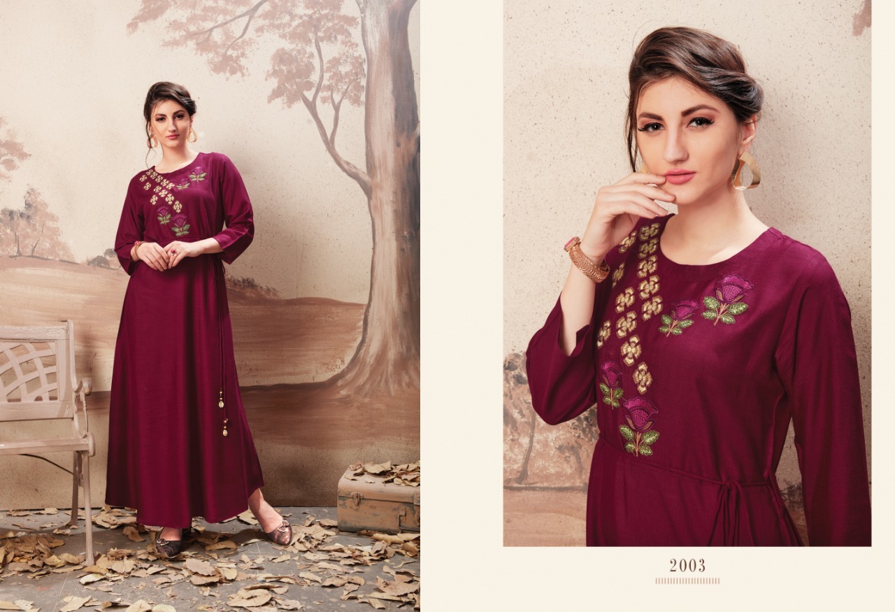 8 Colors Designer Embroiderd Rayon Kurtis