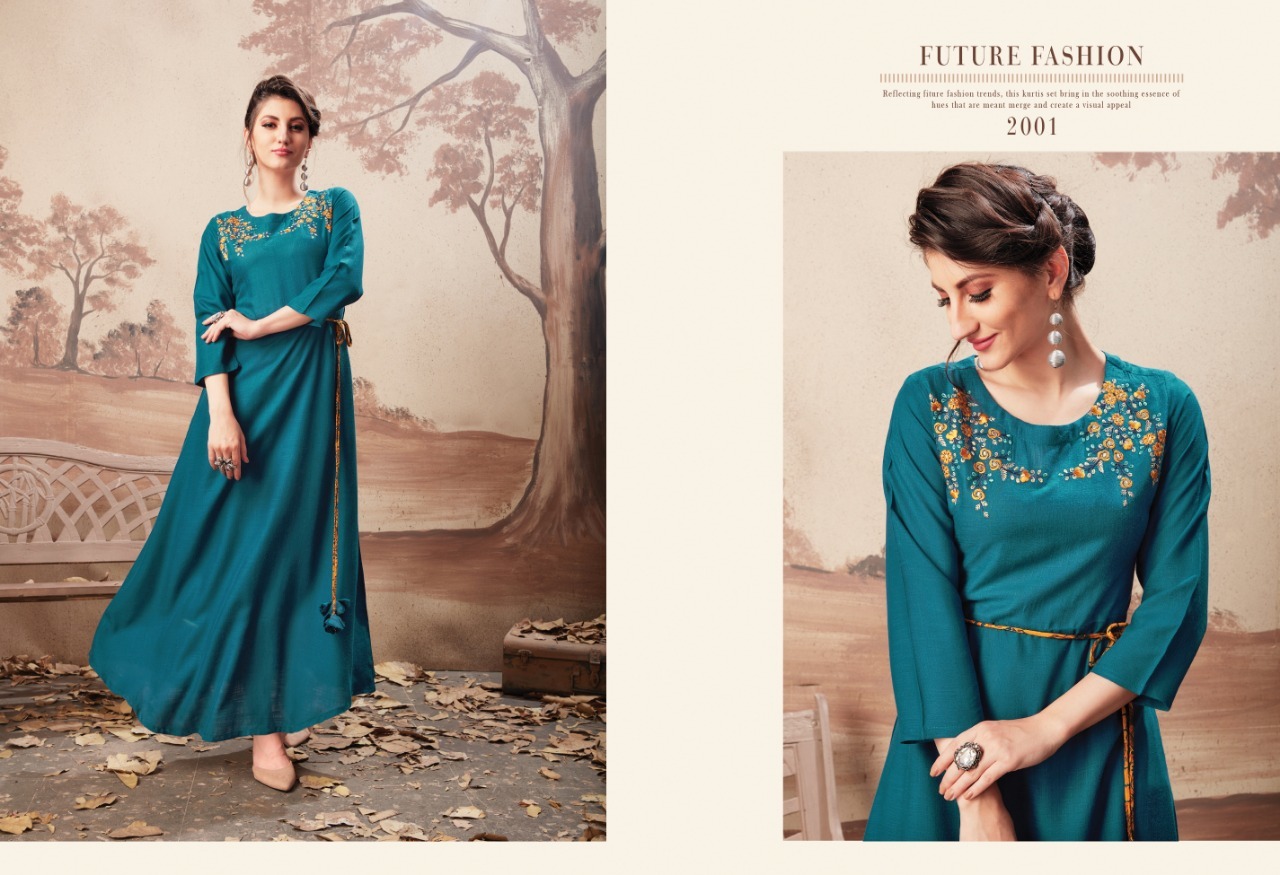 8 Colors Designer Embroiderd Rayon Kurtis
