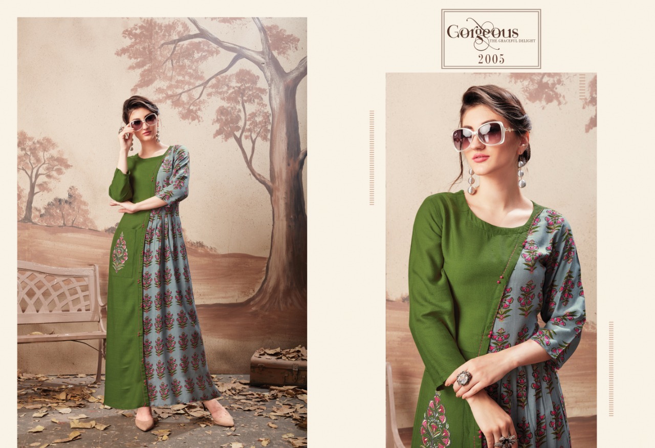 8 Colors Designer Embroiderd Rayon Kurtis