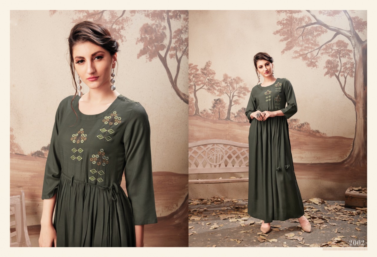 8 Colors Designer Embroiderd Rayon Kurtis