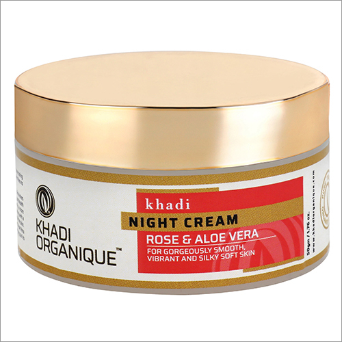 Khadi Organique Night Cream - 50 GM | Nourishing Formula with Apple Extract, Green Tea, and Essential Oils for All Skin Types, Reduces Signs of Aging, Boosts Hydration and Radiance