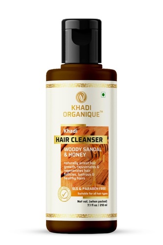 Woody Sandal & Honey Hair Cleanser - 210 ML, Herbal Liquid Hair Cleanser SLS & Paraben Free, Suitable for All Hair Types, Smooth Texture