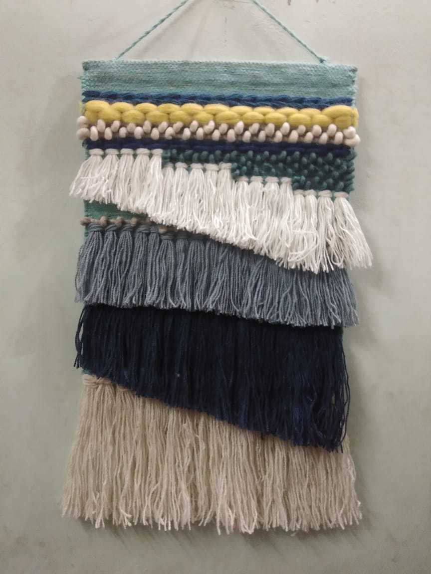 Wall Hanging - Woven Yarn, 18x24 Inches, Beige | Geometric Design, Perfect For Home Decor, Enhances Visual Interest In Living Spaces