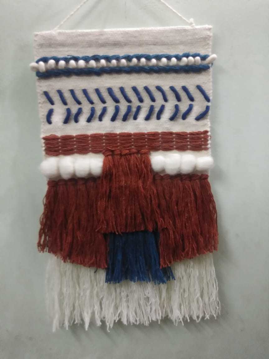 Wall Hanging - Woven Yarn, 18x24 Inches, Beige | Geometric Design, Perfect For Home Decor, Enhances Visual Interest In Living Spaces