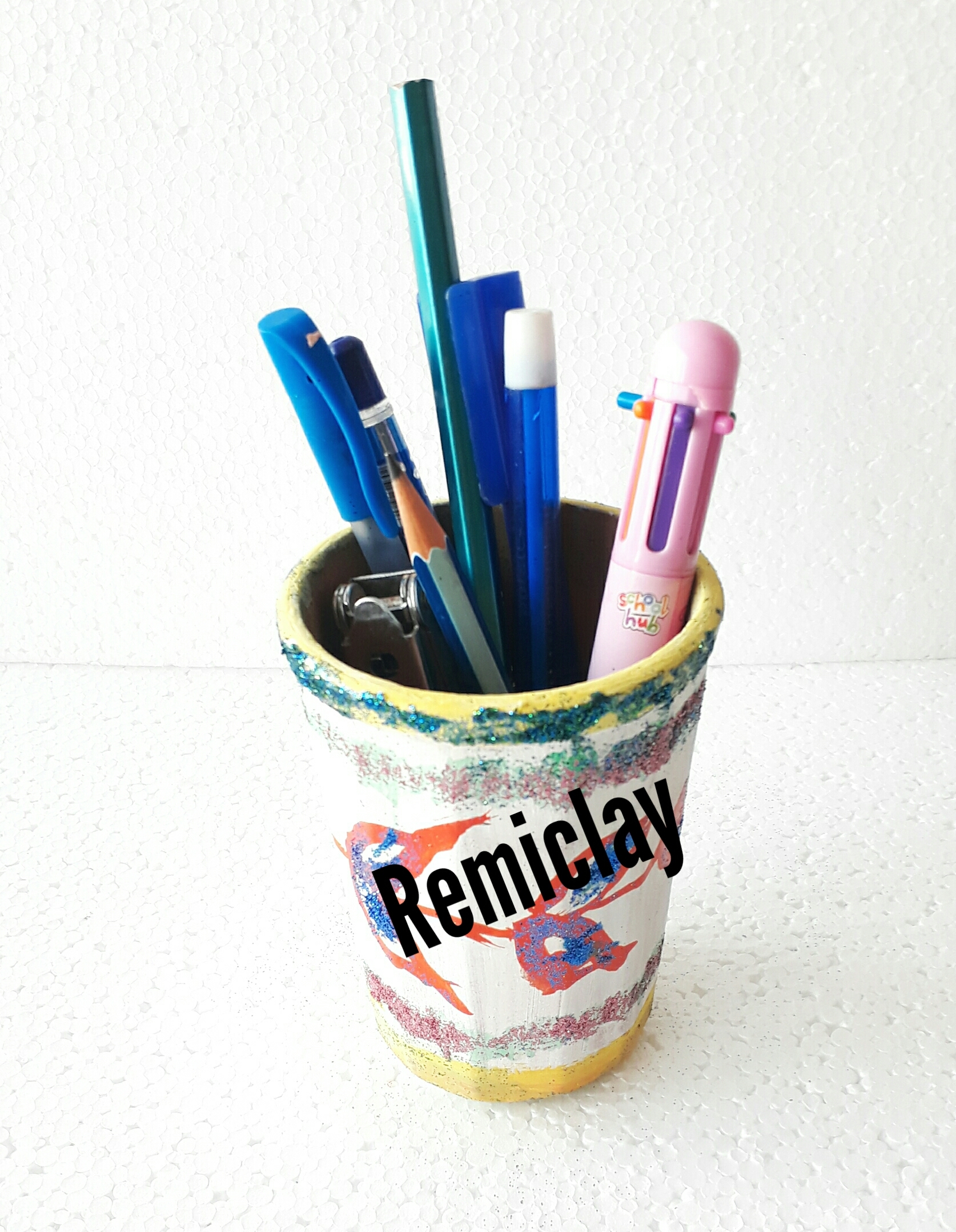 Handicraft Clay Pen Holder Interior Coating: Decorative