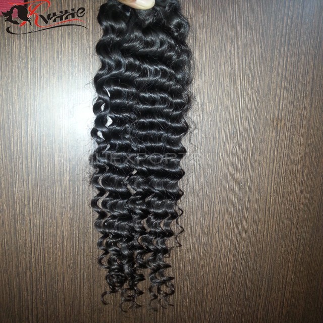 Natural Wholesale 100% Unprocessed Curly Extensions Raw Indian Temple Human Hair