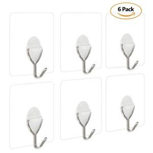 Wall Hook - Plastic & Stainless Steel, 5.5x6.5 Cm | 3-piece Self-adhesive Set For Easy Wall Mounting, Ideal For Home & Office Use