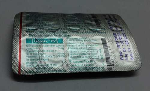GEMER P2 Tablets - 500 mg Glimepiride, Ploglitazone Hydrochloride, Extended Release Metformin Hydrochloride Tablets | Anti-Bacterial, Suitable for Adults, Elderly Women, Store in Cool Place
