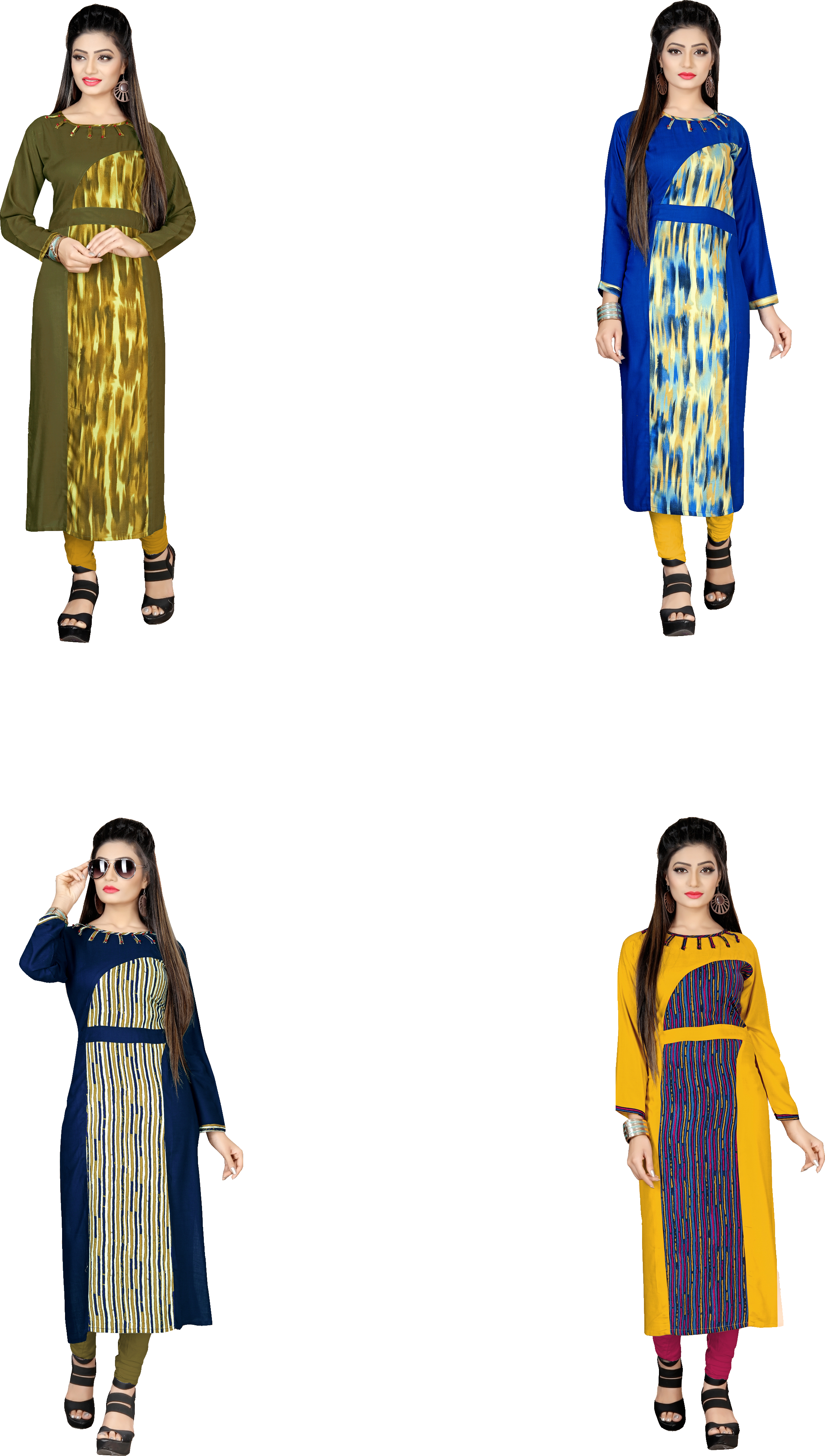 Exclusive Kurti - Rayon, Available In L, Xl, Xxl Sizes | 4 Hit Colors, 3-4th Sleeve Style, Plain Straight Design, Washable, Formal Wear For Women