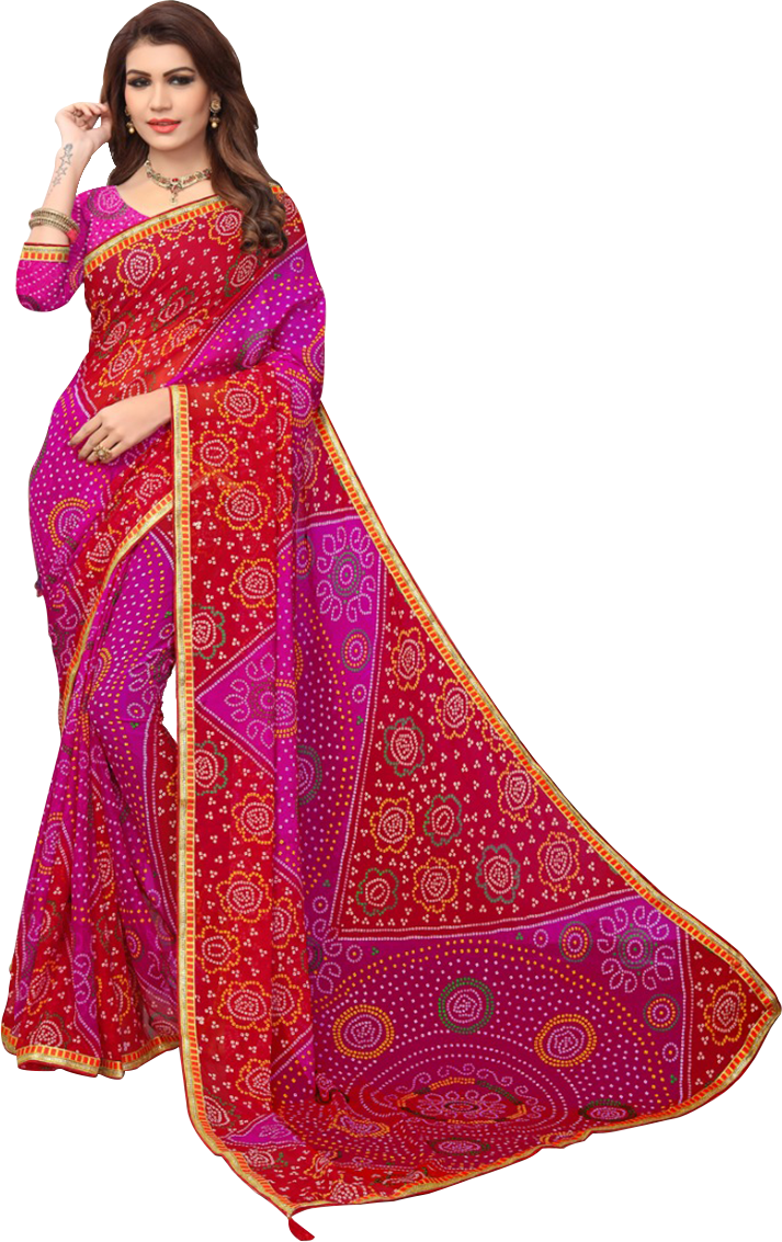 Bandhani Saree - Georgette, 6.30 Mtrs Length, Available In 12 Hit Colors | Elegant Printed Designs For Daily Wear