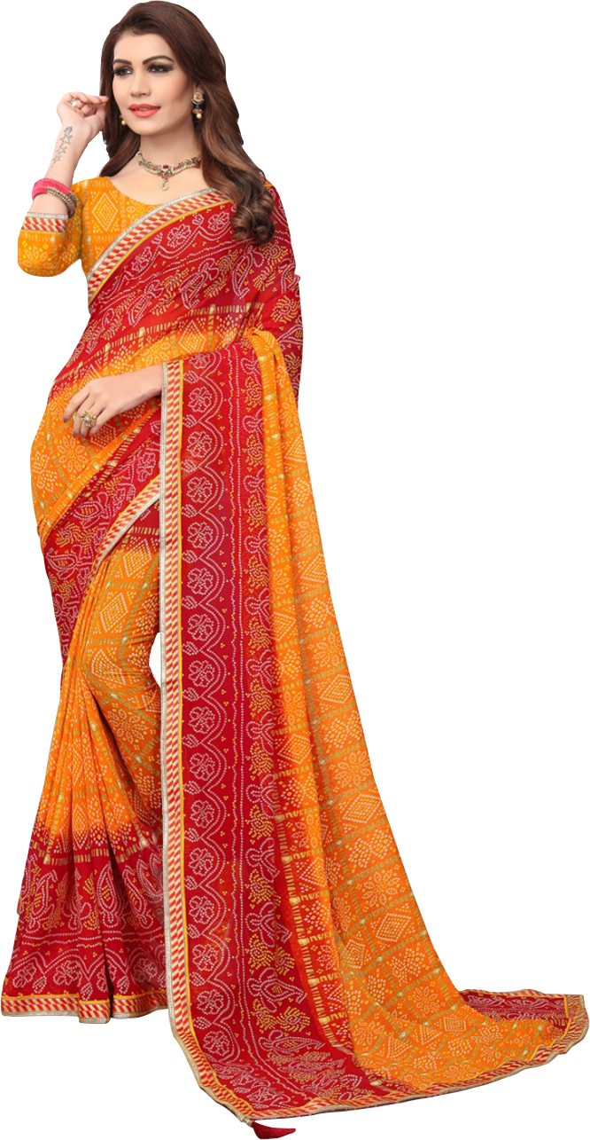 Bandhani Saree - Georgette, 6.30 Mtrs Length, Available In 12 Hit Colors | Elegant Printed Designs For Daily Wear