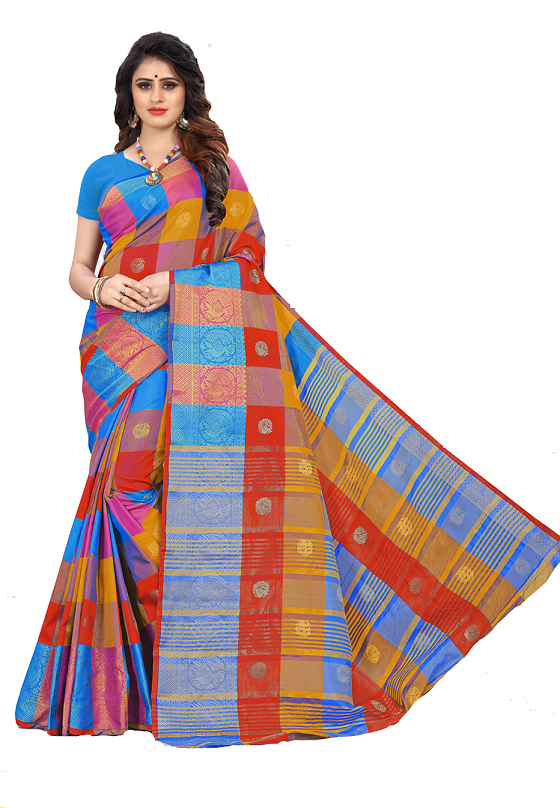 Multicolors Silk Saree