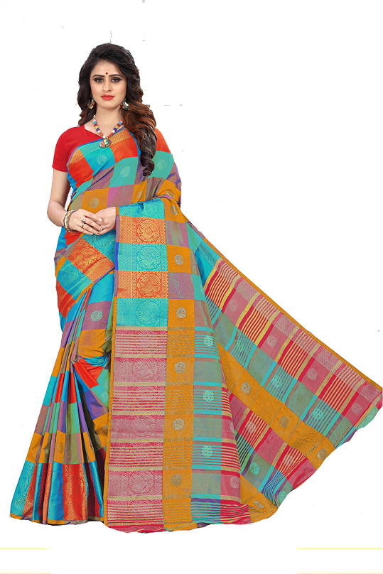Multicolors Silk Saree