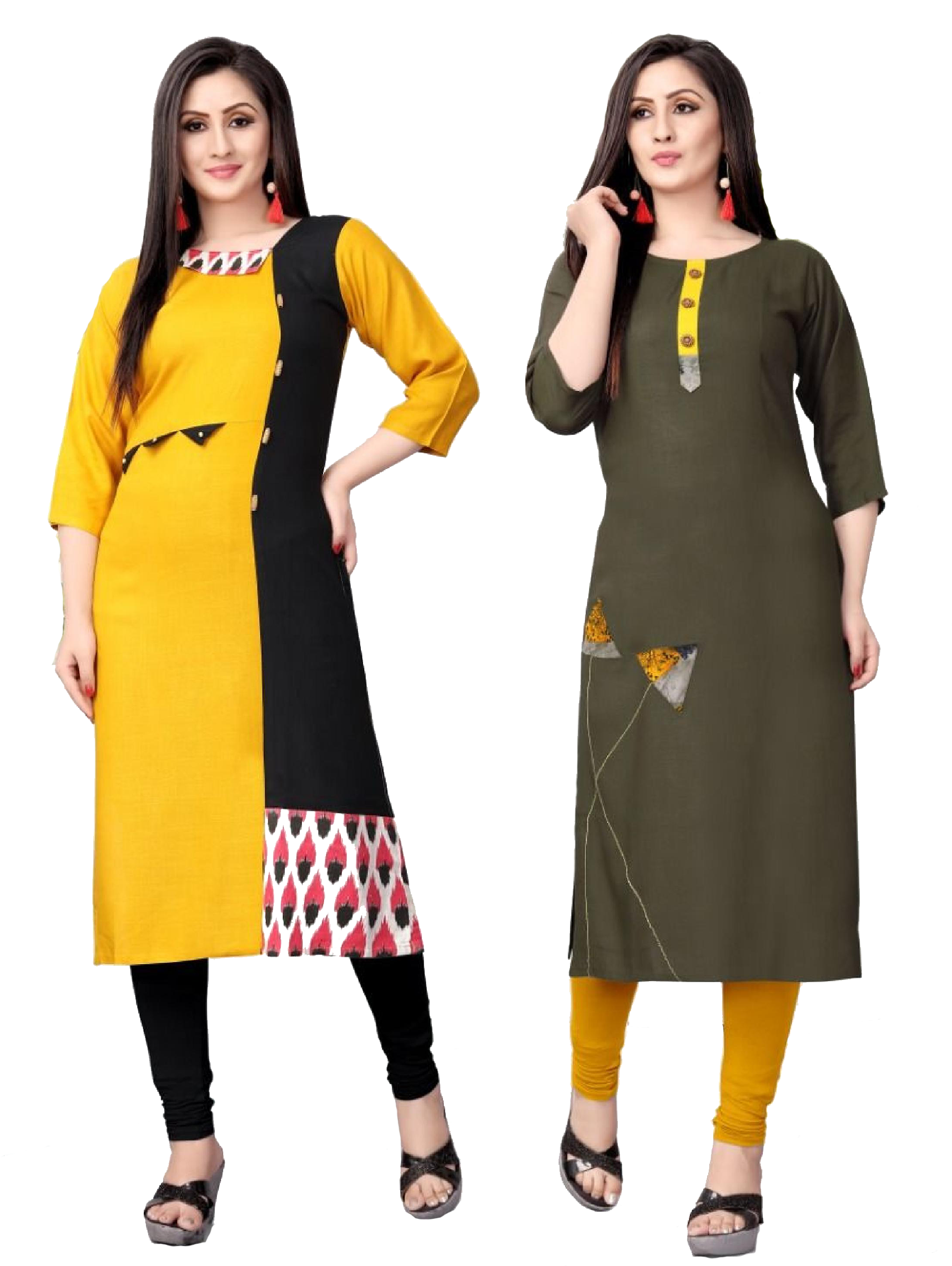 Available In 4 Hit Colors Long Straight Kurti
