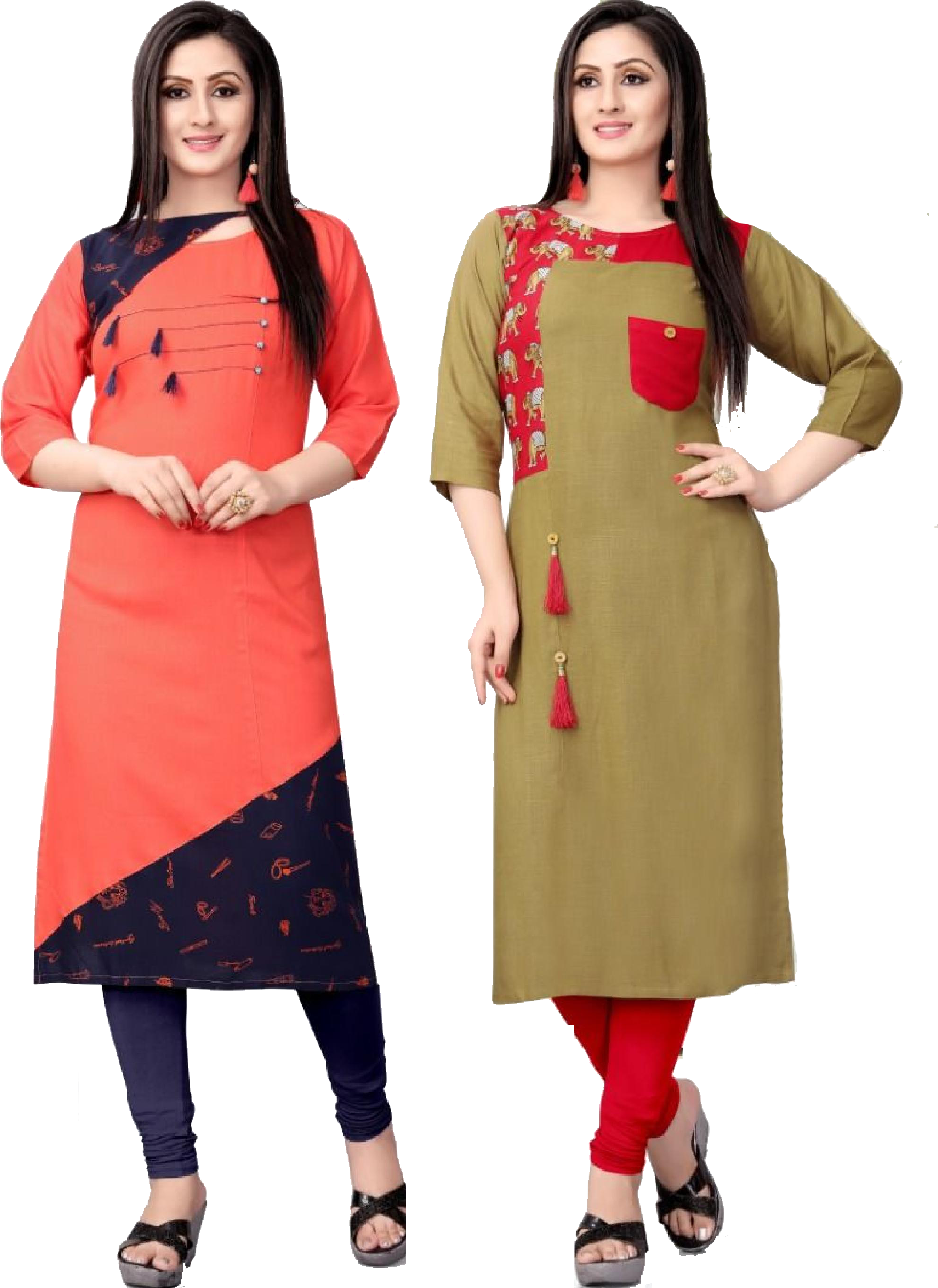 Available In 4 Hit Colors Long Straight Kurti