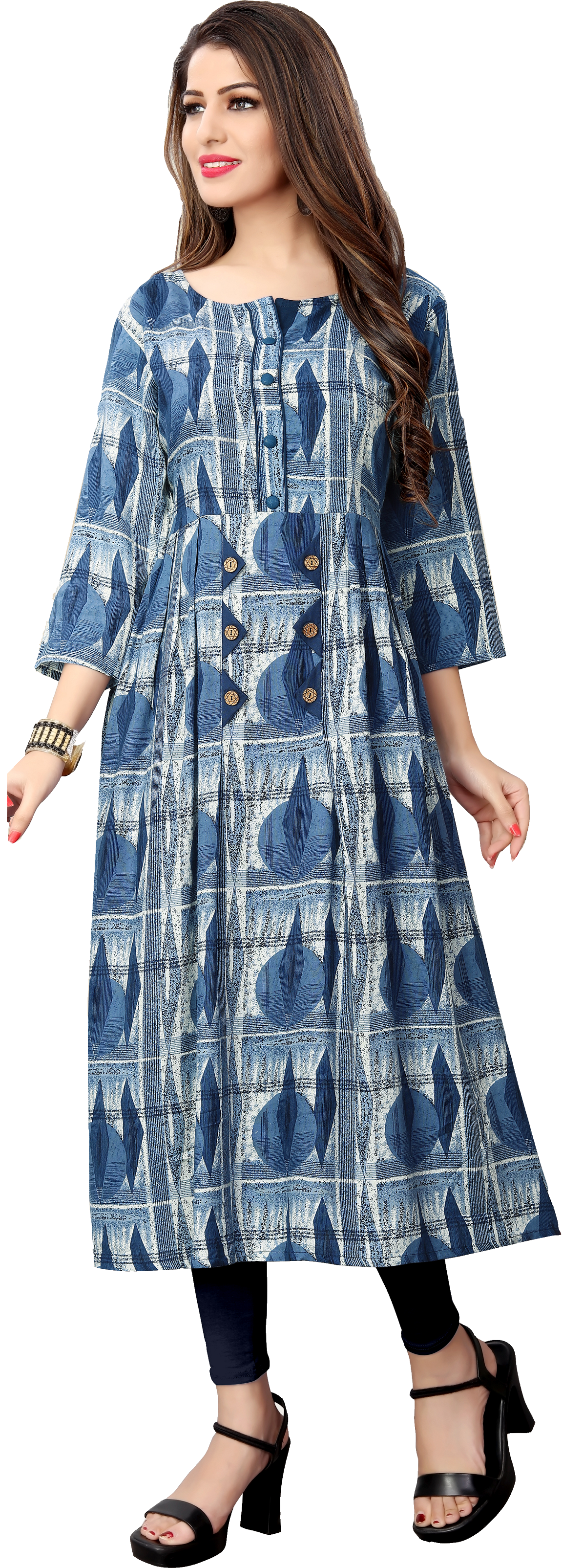 Printed Kurti - Rayon Fabric, Available In 4 Hit Colors | Modern 3-4th Sleeve Design, Versatile For All Seasons