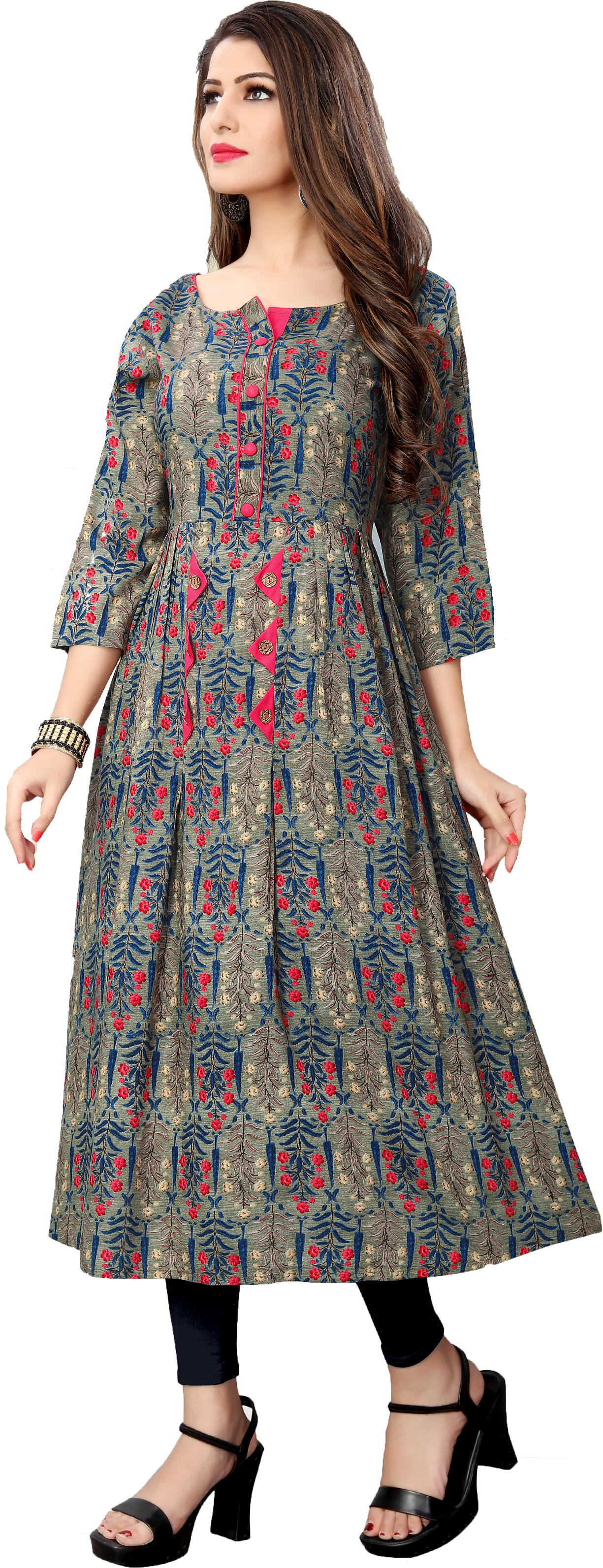 Printed Kurti - Rayon Fabric, Available In 4 Hit Colors | Modern 3-4th Sleeve Design, Versatile For All Seasons